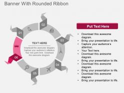 Sn six staged circle of ribbons and icons flat powerpoint design