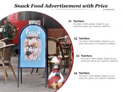 Snack food advertisement with price