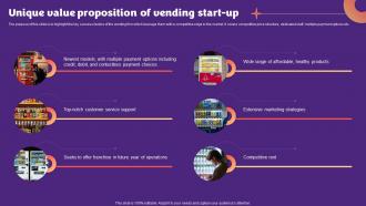 Snack Vending Machine Unique Value Proposition Of Vending Start Up BP SS