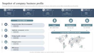 Snapshot Of Company Business Profile Diversity Equity And Inclusion Enhancement