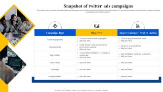 Snapshot Of Twitter Ads Campaigns Ppt Powerpoint Presentation File Visual Aids