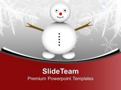 Snowman on snowy field happiness christmas powerpoint templates ppt themes and graphics