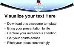Snowman with banner merry christmas winter powerpoint templates ppt themes and graphics 0113