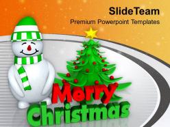 Snowman with christmas tree abstract powerpoint templates ppt themes and graphics 0113