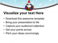 Snowman with colorful gifts christmas and new year eve powerpoint templates ppt themes and graphics