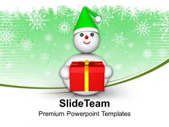 Snowman with gift celebration powerpoint templates ppt themes and graphics 0113