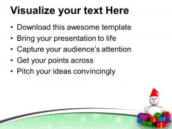 Snowman with gifts celebration christmas powerpoint templates ppt themes and graphics