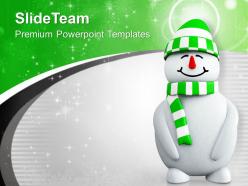 Snowman with green cap powerpoint templates ppt themes and graphics 0113