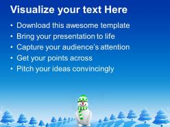 Snowman with green hat christmas cold winter powerpoint templates ppt backgrounds for slides 0113