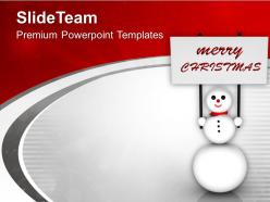 Snowman With Merry Christmas Banner PowerPoint Templates PPT Themes And Graphics 0113
