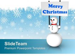 Snowman With Merry Christmas Festival PowerPoint Templates PPT Backgrounds For Slides 0113