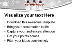 Snowmen celebrating christmas and new year powerpoint templates ppt themes and graphics