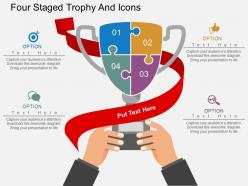 So four staged trophy and icons flat powerpoint design