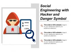 Social engineering with hacker and danger symbol