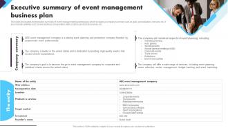 Social Event Planning Executive Summary Of Event Management Business Plan BP SS