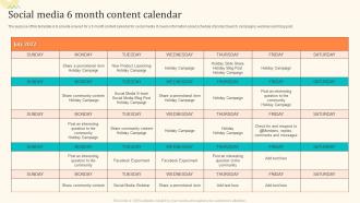 Social Media 6 Month Content Calendar
