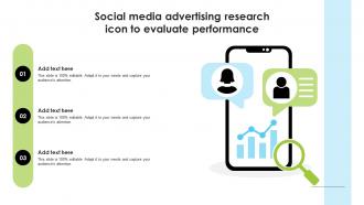 Social Media Advertising Research Icon To Evaluate Performance