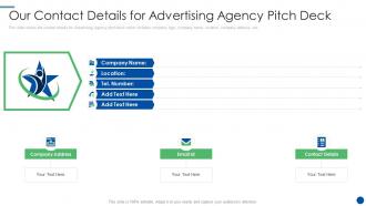 Social media agency our contact details for advertising agency pitch deck ppt topics