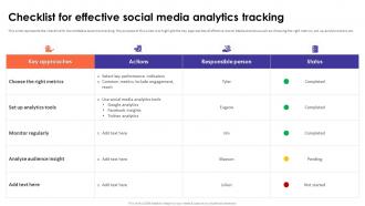 Social Media Analytics With Tools Checklist For Effective Social Media Analytics Tracking