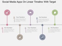 Social media apps on linear timeline with target flat powerpoint design