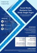 Social media business case study single pager presentation report infographic ppt pdf document