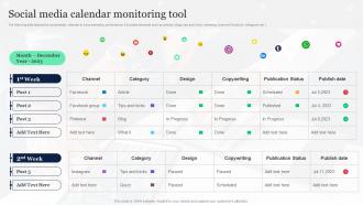 Social Media Calendar Monitoring Tool