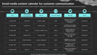 Social Media Content Calendar For Customer Communication