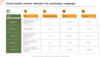 Social Media Content Calendar For Marketing Campaign