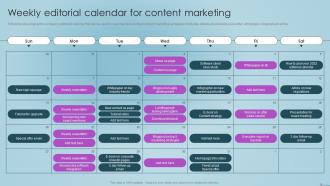 Social Media Content Marketing Playbook Weekly Editorial Calendar For Content Marketing