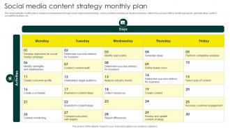 Social Media Content Strategy Monthly Plan