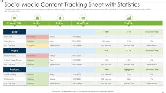 Social Media Content Tracking Sheet With Statistics