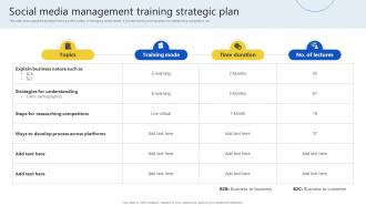 Social Media Management Training Strategic Plan
