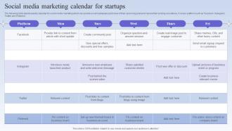 Social Media Marketing Calendar For Startups