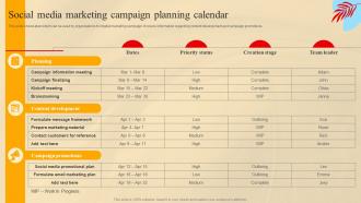Social Media Marketing Campaign Planning Calendar Social Media Marketing