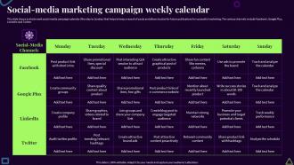 Social Media Marketing Campaign Weekly Calendar