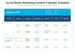 Social media marketing content calendar schedule