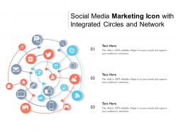 Social media marketing icon with integrated circles and network