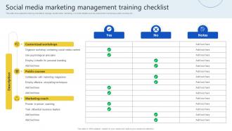 Social Media Marketing Management Training Checklist