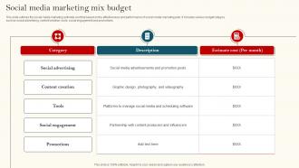 Social Media Marketing Mix Budget