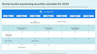Social Media Marketing Monthly Calendar For 2023
