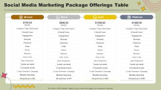 Social Media Marketing Package Offerings Table