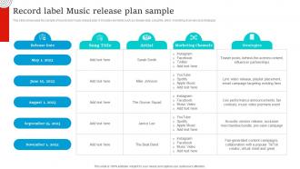 Social Media Marketing Record Label Music Release Plan Sample Strategy SS V