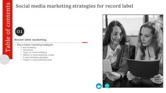 Social Media Marketing Strategies For Record Label Table Of Contents Strategy SS V