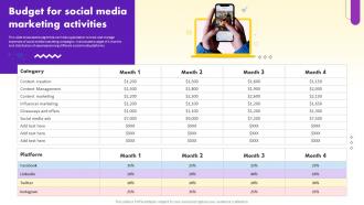 Social Media Marketing Strategy Budget For Social Media Marketing Activities