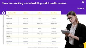 Social Media Marketing Strategy Sheet For Tracking And Scheduling Social Media Content