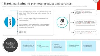 Social Media Marketing Tiktok Marketing To Promote Product And Services Strategy SS V