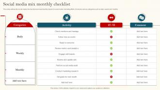 Social Media Mix Monthly Checklist