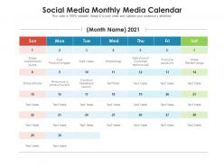 Social media monthly media calendar