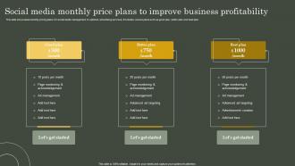 Social Media Monthly Price Plans To Improve Business Profitability