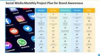 Social media monthly project plan for brand awareness